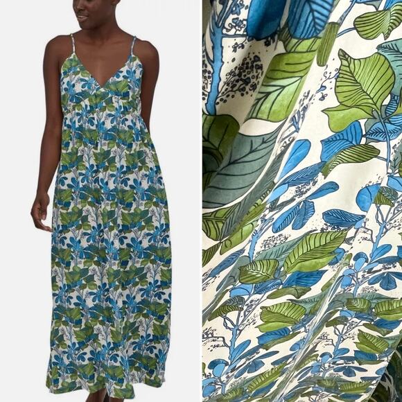 Patagonia Dresses & Skirts - Patagonia Pataloha Womens Strappy Maxi Dress XL Blue Green Floral V Neck Pockets
